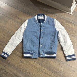 ASOS Denim Blue and White Varsity Jacket